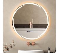 ARTETHYS Bathroom Mirror with LED Lights, 600mm LED Bathroom Mirror Wall Mounted, Vanity Makeup Illuminated Mirrors with 3 Colour Temperature Demister Touch Control, IP44
