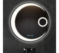ARTETHYS Bathroom Mirror with LED Lights, 60cm Round Wall Mounted Vanity Mirror with 5X Magnifying, Illuminated Makeup Mirrors with 3 Colour Temperature, Demister, Touch Control, IP44