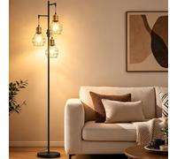 ARTETHYS Floor Lamp, Industrial Floor Lamps for Living Room, Standing Lamp | 175cm Tall Modern Standard Lamps, 3 Light Metal Cage Shade, Reading Standing Light for Bedroom, Bulb Not Included, Black