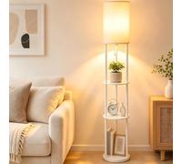ARTETHYS Floor Lamp with Shelves, Round Standing Tall Lamps for Living Room