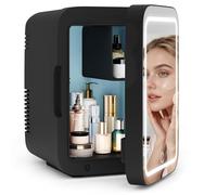 ARTETHYS Mini Fridge for Bedrooms 4L Skincare Beauty Fridge with LED Mirror Compact Car Fridge for Home Office Cosmetic, 220V AC/12V DC, Black