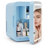 ARTETHYS Mini Fridge for Bedrooms 4L Skincare Beauty Fridge with LED Mirror Compact Car Fridge for Home Office Cosmetic, 220V AC/12V DC, Blue