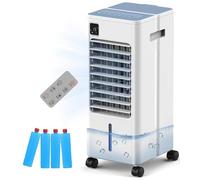 ARTETHYS Portable Air Conditioner Cooler with Remote Control, 8L Evaporative Air Cooler Fan with Digital Display, 3 Speeds, Humidifier, 4 Ice Packs, 12H Timer Swivel for Home Office Bedroom
