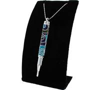ARTEX Stylish Ball Pen with Necklace: Telescope Pen, Handmade, Mini, Executive, Germany Schmidt Refill. Gift Box. Free Engraving (Blue)