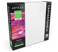 Arteza 20 x 20 cm Blank Square Canvas Board Panels, Pack of 10, 100% Cotton,Primed with Acid-Free Titanium Acrylic Gesso, for Professional Artists,Hobby Painters, Acrylic Pouring,and Painting,White