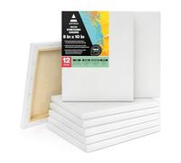 Arteza 20 x 25 cm (8"x10") Stretched White Blank Canvas, Bulk Pack of 12, Primed, 100% Cotton for Painting, Acrylic Pouring, Oil Paint & Wet Art Media, Art Supplies for Artists & Beginners
