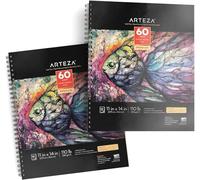 Arteza 27.9 x 35.6 cm Mixed Media Sketch Book, 2 Pack, 180gsm, 120 Sheets (Acid-Free, Micro-Perforated), Spiral-Bound Pad, Ideal for Wet and Dry Media, Sketching, Drawing, and Painting