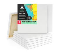 Arteza 30 x 30 cm (12" x12”) Stretched White Blank Canvas, Bulk Pack of 8, Primed, 100% Cotton for Painting, Acrylic Pouring, Oil Paint & Wet Art Media, Art Supplies for Artists & Beginners