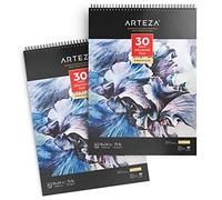 Arteza 46 x 61 cm Drawing Pad with Micro-Perforation, 2 Pack, 60 Sheets, 120gsm, Spiral-Bound, 30 Sheets Each, Heavyweight Paper with Micro-Perforation, Art Supplies for a Variety of Dry Media