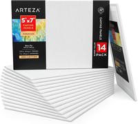 Arteza 5" x 7" Canvas Panels White 100% Cotton - Pack of 14 Arteza White