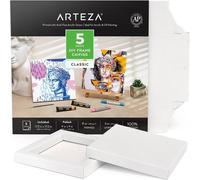 Arteza 5PC DIY Frame Canvas 100% Cotton 22.9 x 22.9cm Folded in White | Size: 22.9 x 22.9 cm Arteza White 22.9 x 22.9 cm