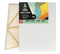 Arteza 90 x 120 cm (36" x48”) Stretched White Blank Canvas, Bulk Pack of 2, Primed, 100% Cotton for Painting, Acrylic Pouring, Oil Paint & Wet Art Media, Art Supplies for Artists & Beginners