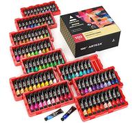 ARTEZA Acrylic Paint Kit, 100 Colours, 12ml Tubes, Heavy-Body, Glossy Finish, Vibrant Craft Paint Collection