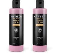 ARTEZA Acrylic Pouring Paint - 8 oz (236 ml), A401 Rose Pink, High-Flow, No Mixing Needed, For Canvas, Glass, Paper, Wood, Tile, Stones (Pack of 2)
