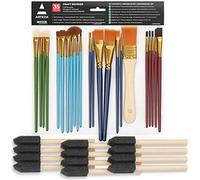 Arteza Assorted Craft Brushes - 35 Piece Set, Round, Flat, Wash, Angular, Foam, Fan & Synthetic