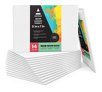 ARTEZA Canvas Board, Pack of 14, 12.7 x 17.8 cm, 8-oz Gesso Primed 100% Cotton Canvas Panels, White Canvases for Acrylic Painting and Pouring