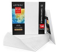 Arteza Canvas Board, Pack of 14, 25.4 x 25.4 cm, 100% Cotton 12.3 oz Gesso Primed White Blank Canvases for Acrylic Painting and Pouring