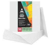 Arteza Canvas Board Pack of 14, 30.5 x 30.5 cm, Square, 100% Cotton 8-oz Primed Blank White Canvas Panels, Canvases for Acrylic Painting and Pouring