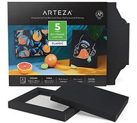 Arteza Canvases for Painting, Foldable, 5 Sheets, 21.6 x 27.9 cm - Folded, 100% Cotton, 280 GSM Primed Black Canvases, Art Supplies for Acrylic and Oil Painting and Drawing