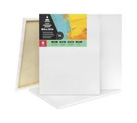 ARTEZA Canvases for Painting, Pack of 4, 18 x 24 Inches, Blank White Stretched Canvas Bulk, 100% Cotton, 8 oz Gesso-Primed, Art Supplies for Adults and Teens, Acrylic Pouring and Oil Painting