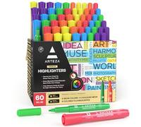 ARTEZA Coloured Highlighter Pens, Set of 60, Wide and Narrow Chisel Tips, 6 Assorted Neon Colours