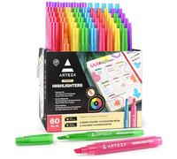 ARTEZA Coloured Highlighter Pens, Set of 60, Wide and Narrow Chisel Tips, 6 Assorted Neon Colours