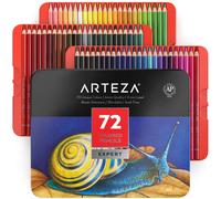 Arteza Colouring Pencils, Professional Set of 72 Colours in a Tin Box, Soft Wax-Based Cores, for Drawing, Sketching & Shading