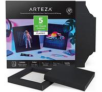 Arteza DIY Frame Canvases for Painting, 5 Sheets, 9 x 9 inches - Folded, 100% Cotton, 8 oz Primed Square Black Canvas, Art Supplies for Acrylic, Oil, Tempera, and Gouache Painting