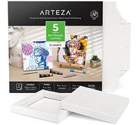 Arteza DIY Frame Canvases for Painting, 5 Sheets, 9 x 9 inches - Folded, 100% Cotton, 8 oz Primed Square White Canvas, Art Supplies for Acrylic and Oil Painting and Drawing