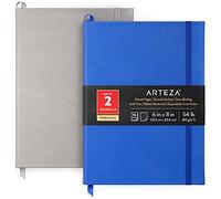 ARTEZA Dotted Notebook, Pack of 2, 15.2 x 20.3 cm, 96-Sheet Hardcover Journals, Cobalt Blue and Grey, with 80-gsm Smooth Writing Paper for Bullet Journaling & Note Taking