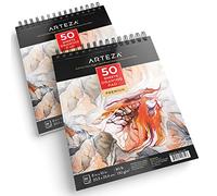 Arteza Drawing Pad [20.3 x 25.4 cm, Pack of 2, 50 Pages Each] Spiral-Bound Sketch Pad with Durable 130 GSM Paper, Art Supplies for Students, & Adults