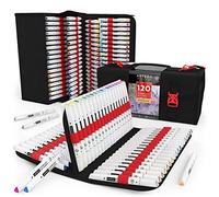 ARTEZA Everblend Art Markers in Organizer Case, 120 Colors, Alcohol Based Sketch Markers with Dual Tips (Fine and Broad Chisel) for Painting & Drawing