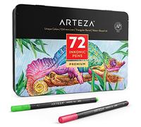 ARTEZA Fineliner Pens Inkonic, 0.4 mm Tips, Set of 72 Colours, Water-Based, Non-Toxic, Fine Liner Coloured Pens for Drawing Details & Mixed Media Art