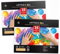 Arteza Finger Paint Paper Pad, Pack of 2, 30.5 x 40.6 cm, 50 Sheets (80gsm), 25 Sheets Each, Satin Painting Paper for Children, Glue-Bound, for Finger Painting and Mixed Media
