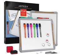 Arteza Framed Magnetic Cork Whiteboard Set, 12x14 inches, 2-Pack Dry Erase Lap Boards with Push Pins, Markers & Magnets for School, Home, Office, Planning, Brainstorming, & Projects