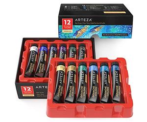 ARTEZA Gouache Paint, 12 Colours, Sea Tones, 12-ml Tubes, Opaque Water-Based Paint for Canvas and Paper, Art Supplies for Professionals & Students