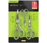 Arteza Heavy-Duty Scissors, Set of 3 - 12.7 cm, 17.8 cm, and 21 cm, Stainless Steel Scissors with 3D Blades, Home Supplies for Crafting, Cooking, and School Projects