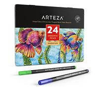 ARTEZA Inkonic Fineliners Fine Point Pens, Set of 24 Fine Tip Markers with Color Numbers, 0.4mm Tips, Ergonomic Barrels, Brilliant Assorted Colors for Coloring, Drawing & Detailing
