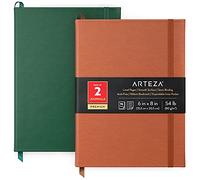 ARTEZA Lined Journal Notebook, 15.2 x 20.3 cm, Pack of 2, 96 Sheets, 80 GSM, Hunter Green and Saddle, Hardcover Journals with Smooth Lined Paper