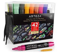 ARTEZA Liquid Chalk Pens, 42 Unique Colours, Includes 50 Chalkboard Labels and Replaceable Tips, Water-Soluble Chalk Pens for Blackboards and Windows