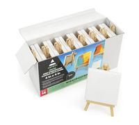 ARTEZA Mini Canvas with Easel, Canvas Small 10 x 10 cm, 100% Cotton, Primed Mini Stretcher Frame, Pack of 14, Small Canvas for Painting, Acrylic Pouring, for Oil Paints & Wet Art Techniques
