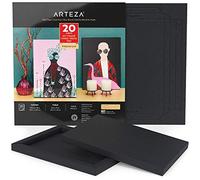 Arteza Mixed Media Paper Foldable Canvas Pad, 20.4 x 28 cm, 20 Sheets of Black Drawing Paper, Art Supplies for Wet and Dry Media