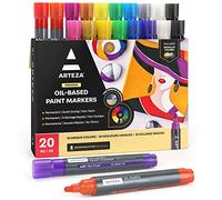 ARTEZA Oil Based Paint Markers, Set of 20 Assorted Colors Permanent Paint Pens, Waterproof Rock Painting, Art and Craft Supplies for Stone, Canvas, Glass, Pottery