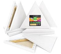 Arteza Paint Canvases for Painting, Pack of 10, 10 inches, Triangle Blank Canvas Bulk, Pine Wood Frame, 100% Cotton Stretched Canvas, 8 oz Gesso-Primed, Art Supplies for Adults, for Acrylic Pouring
