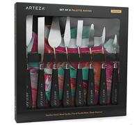 Arteza Palette Knives 8-Pack, Sizes No. 1, 25, 7, 15, 39, 23, 17, 21, Durable Stainless Steel Blade & Break-Resistant Wooden Handle, Painting Knives for Oil & Acrylic Paints