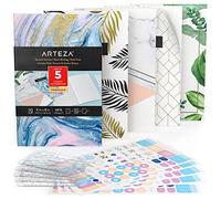 ARTEZA Pocket Notebook Set, 5 Pcs, 12.7 cm x 20.3 cm, 40 Sheets, 2 Lined, 2 Dotted & 1 Plain Soft Cover Notepad with Smooth Writing Paper, Thread Stitched Binding and Inner Pocket