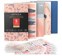 ARTEZA Pocket Notebooks, Set of 12.7 cm x 20.3 cm, 40 Sheets Each, Butterfly Designs, 2 Dotted, 2 Ruled, and 1 Blank Softcover Journal with Smooth Paper, Art Supplies for Writing and Sketching
