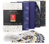 Arteza Pocket Notebooks, Set of 12.7 cm x 20.3 cm, 40 Sheets Each, Constellation Designs, 2 Dotted, 2 Ruled, and 1 Blank Softcover Journal with Smooth Paper