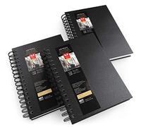 Arteza Premium Watercolour Sketchbook, 14 x 21.6 cm, 3 Pack, 96 Sheets, 300gsm Watercolour Paper Pad, Black Hardcover Journal, Spiral Bound, Art Supplies for Watercolour Techniques and Mixed Media