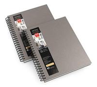 Arteza Premium Watercolour Sketchbook, 22.9x30.5 cm, 2 Pack, 64 Sheets, 300gsm Watercolour Paper Pad, Grey Hardcover Journal, Spiral Bound, Art Supplies for Watercolour Techniques and Mixed Media